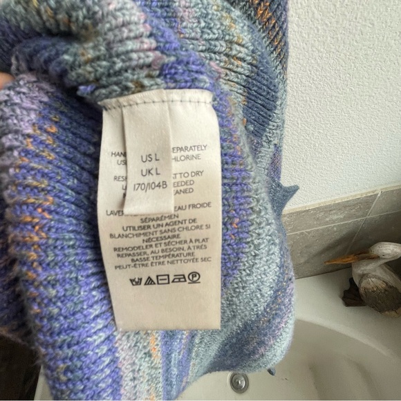 Free People Colorful Striped Crew Neck Sweater women’s size large - Picture 4 of 10